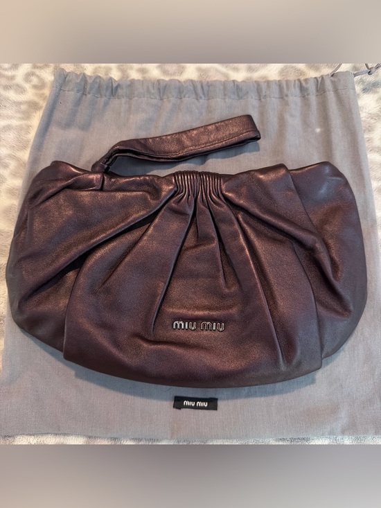 Miu Miu Handbags - Miu Miu Leather Wristlet Clutch Bag Metallic Rare